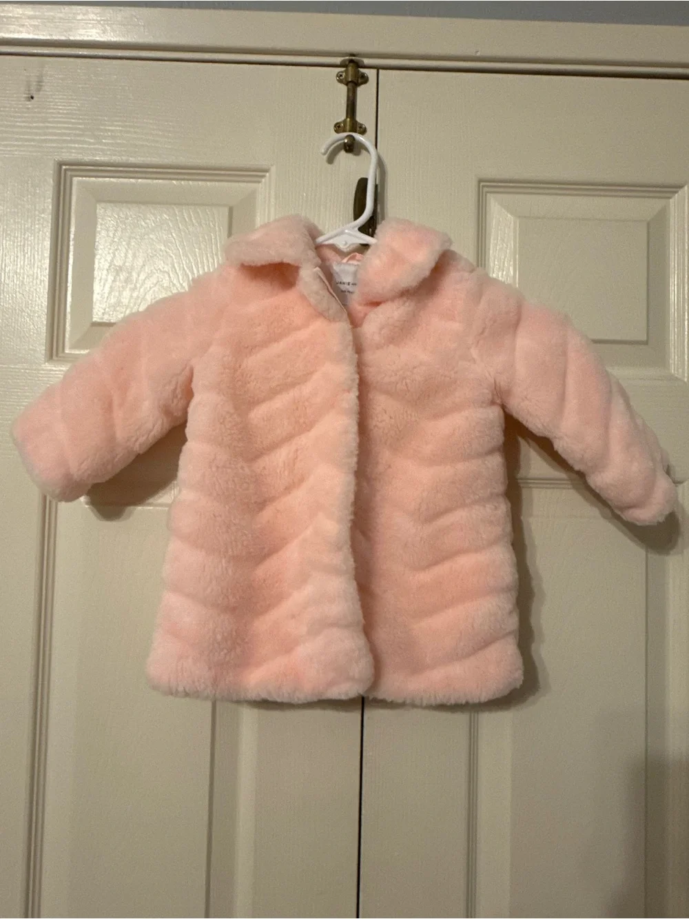 Janie and Jack Plush Light Pink Faux Fur Puffer Coat